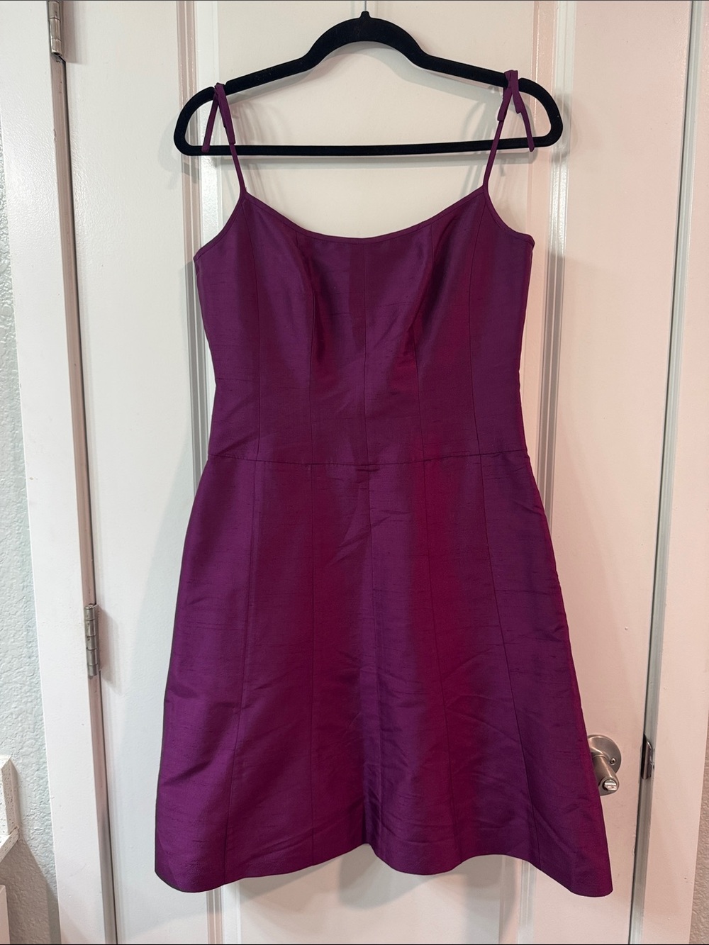 Ann Taylor Fuchsia 100% Silk Spaghetti-Strap A-Line Dress